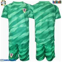 Camisa de Futebol Croácia Goleiro Equipamento Secundário Infantil Europeu 2024 Manga Curta (+ Calças curtas)